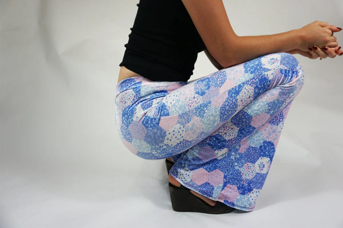 Endoria Patchwork Flares - Blue Velvet sold by Flare Street