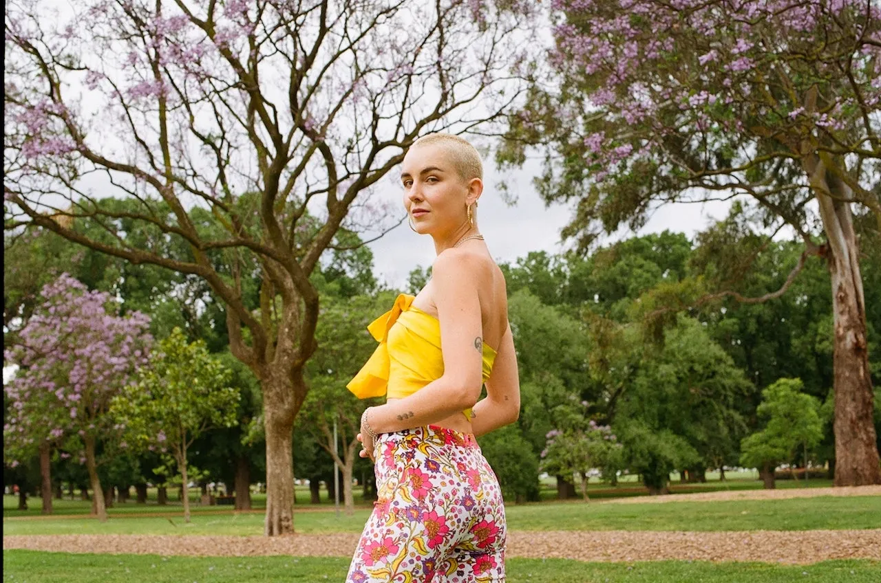 Donyale Flares - Fuschia & Marigold Velvet sold by Flare Street product image thumbnail 4