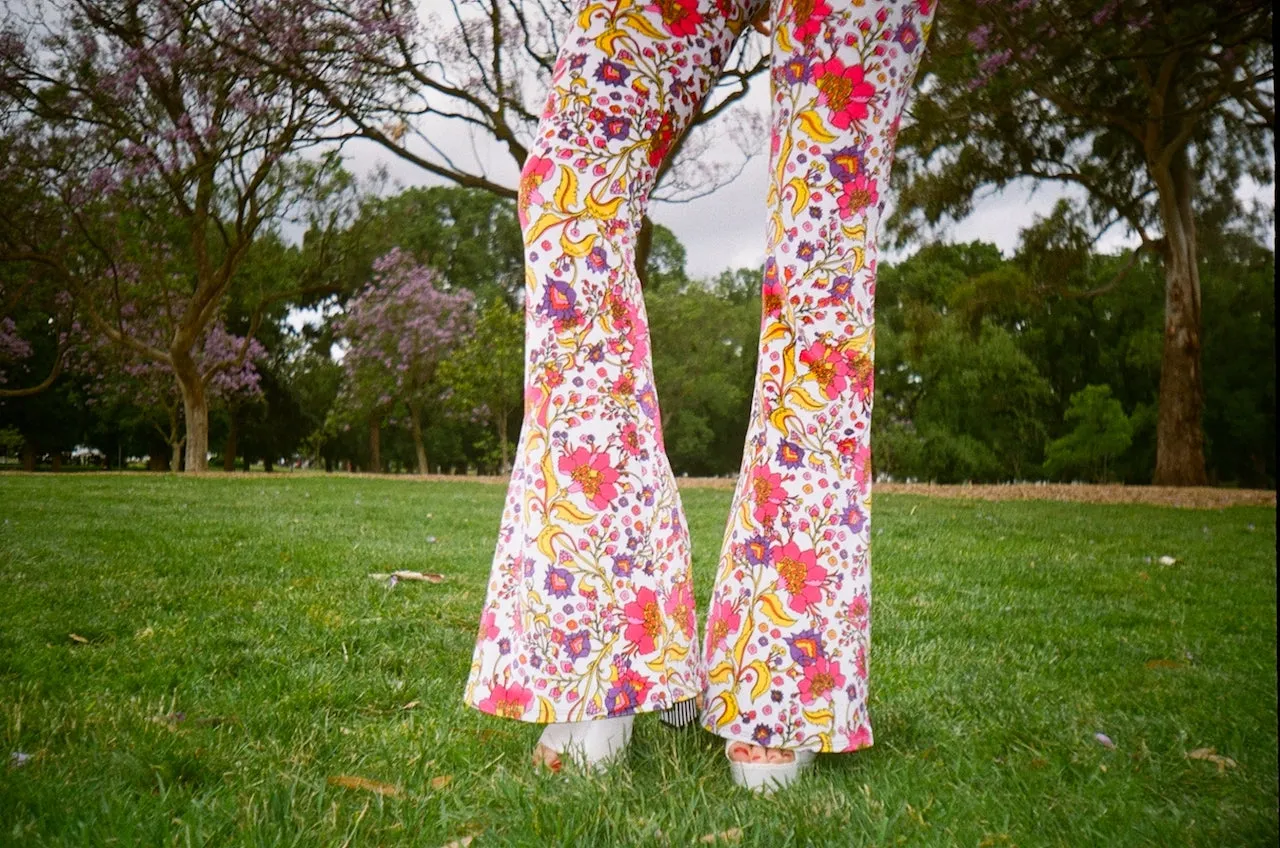 Donyale Flares - Fuschia & Marigold Velvet sold by Flare Street product image thumbnail 5