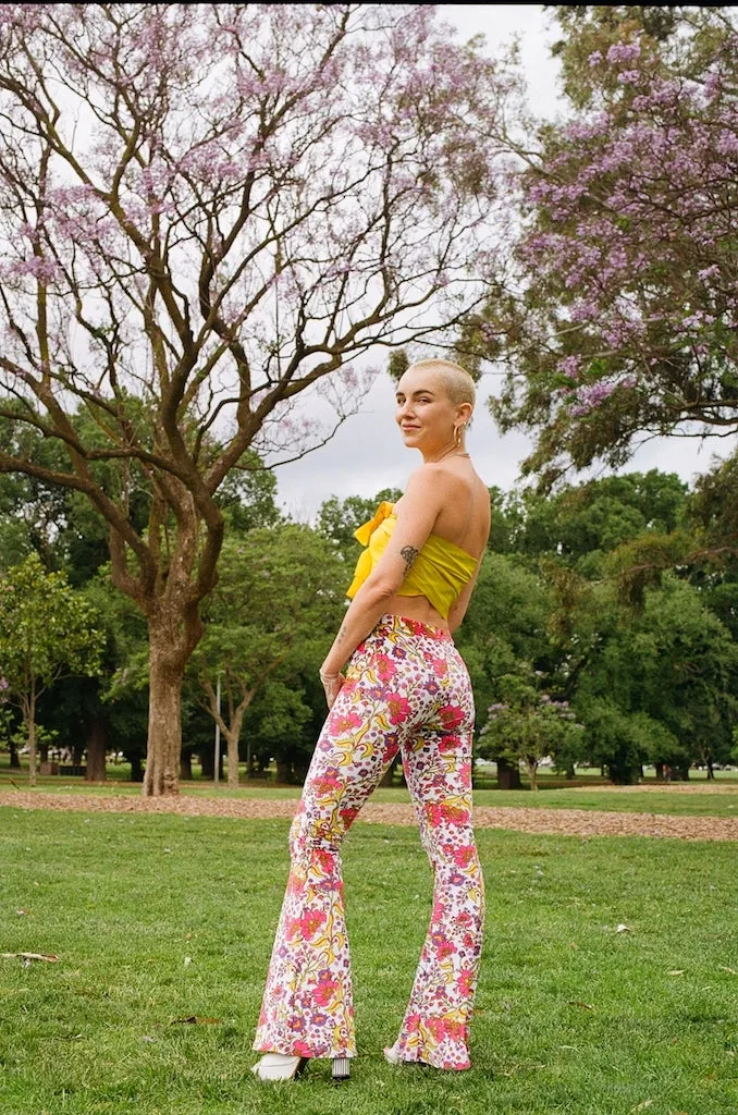 Donyale Flares - Fuschia & Marigold Velvet sold by Flare Street product image thumbnail 3