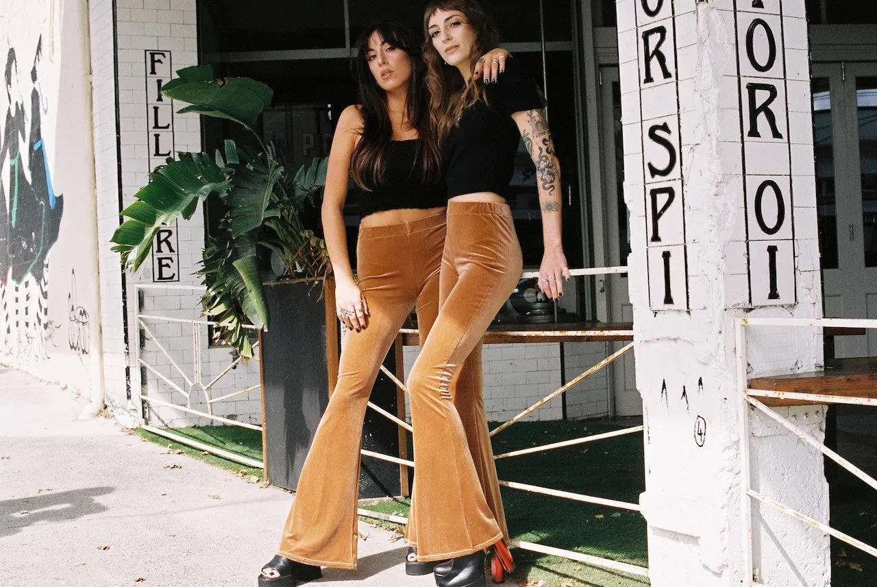 Copper Burnt Orange Plain Velvet Flares sold by Flare Street product image thumbnail 2