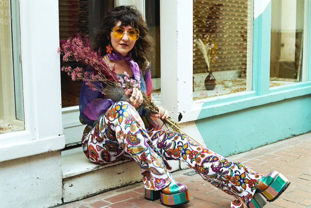 Lareyna Flares in White Paisley sold by Flare Street