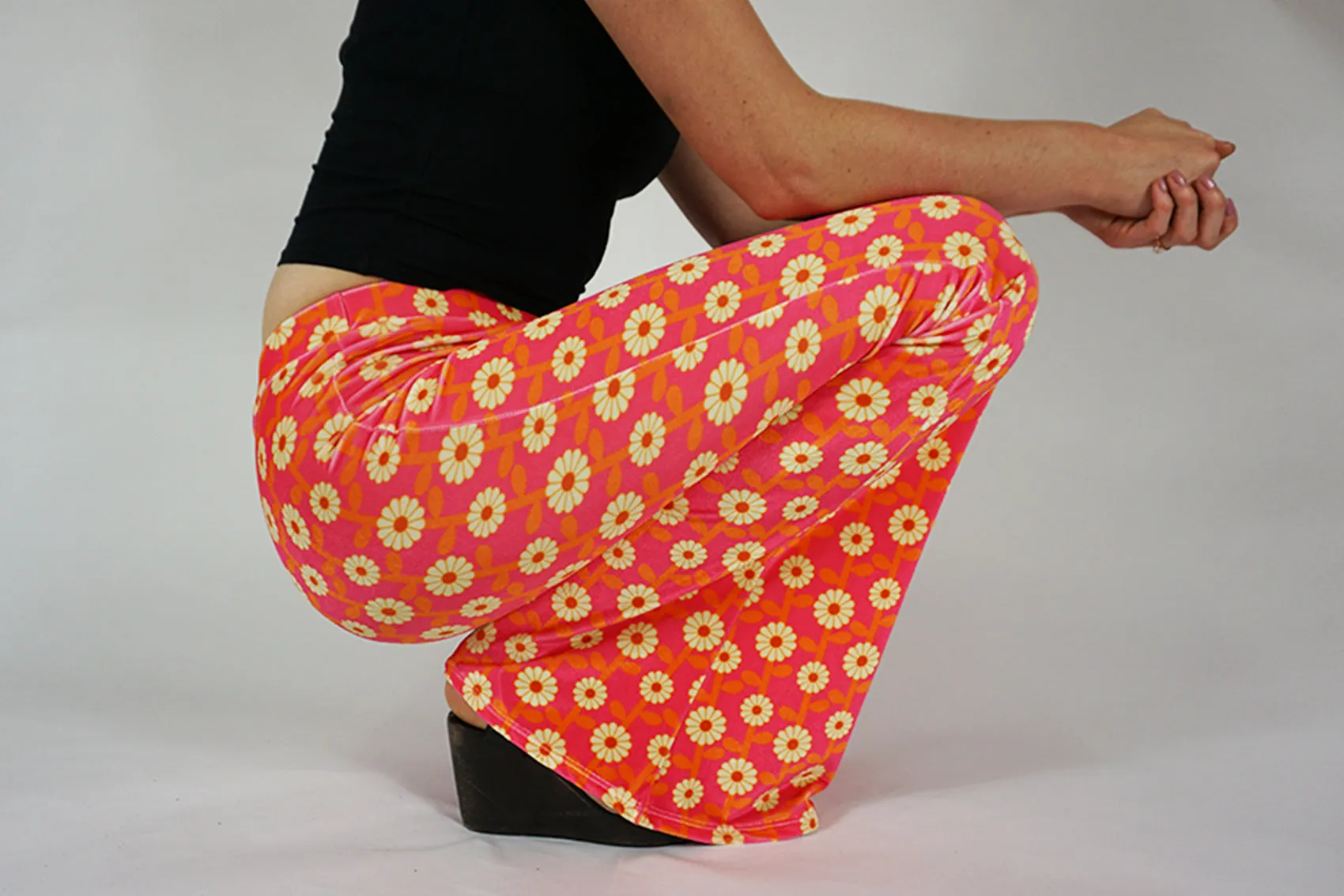 Daisy Chain Flares - Cream and Pink Velvet sold by Flare Street