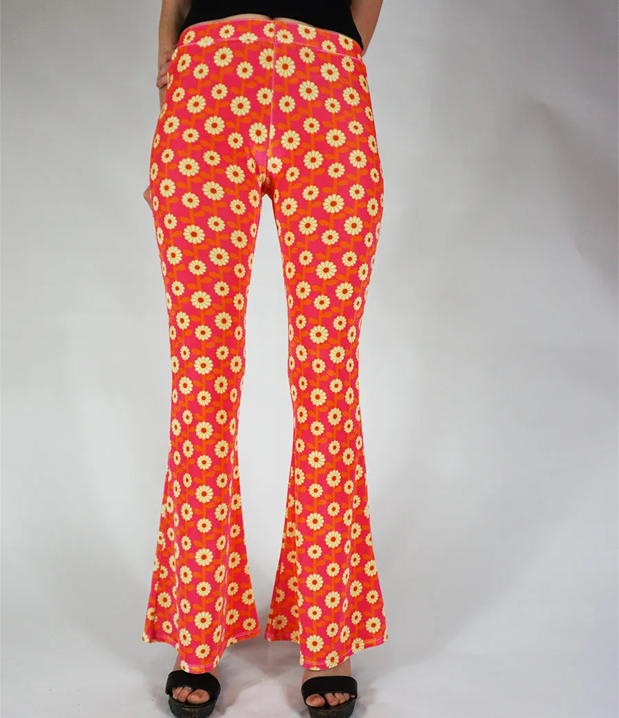 Daisy Chain Flares - Cream and Pink Velvet sold by Flare Street product image thumbnail 2