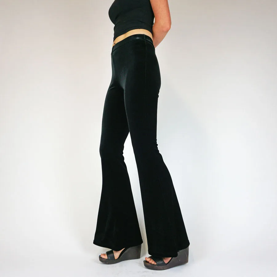 Black Plain Velvet Flares sold by Flare Street product image thumbnail 3