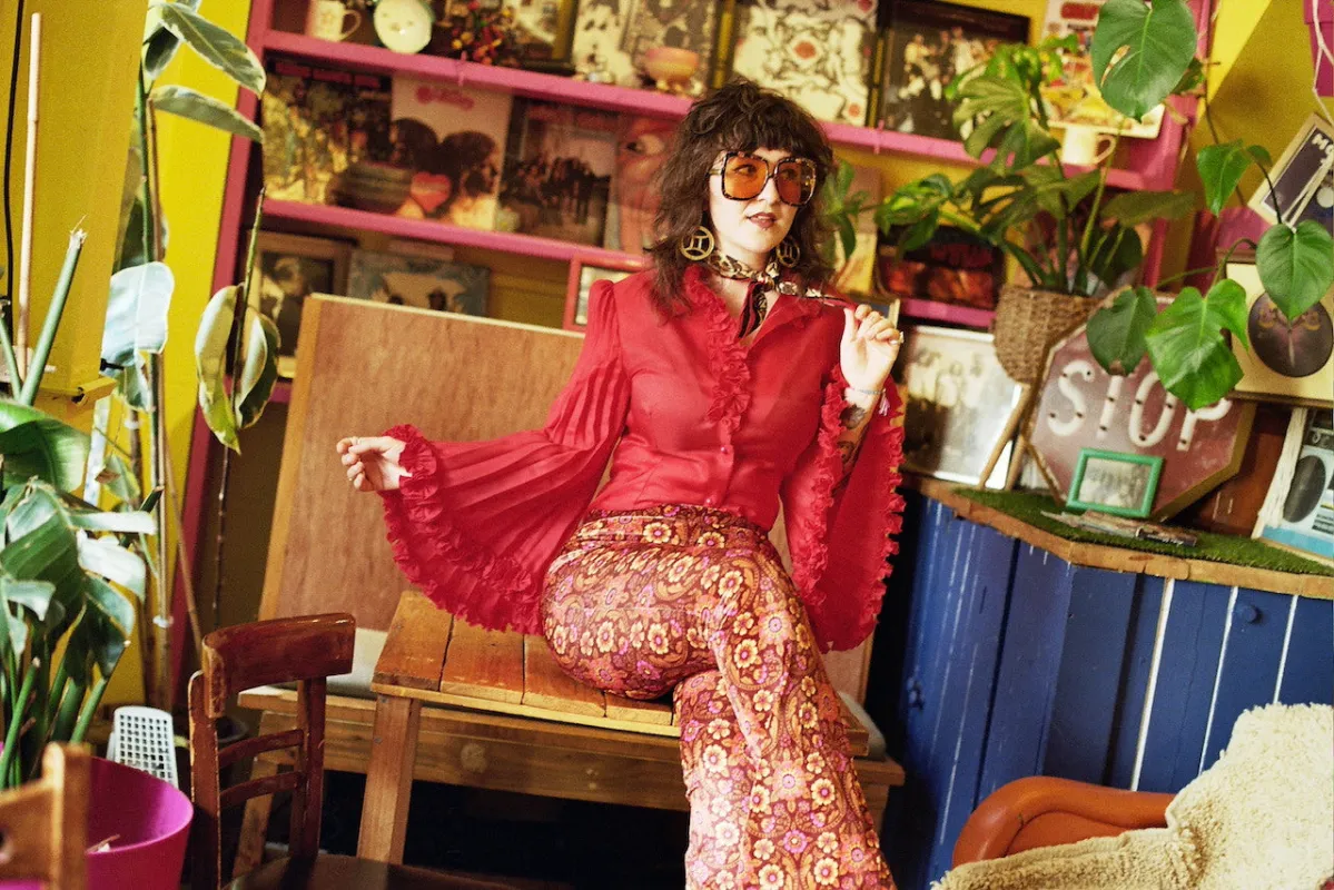 Odetta Flares in Tan made by Flare Street