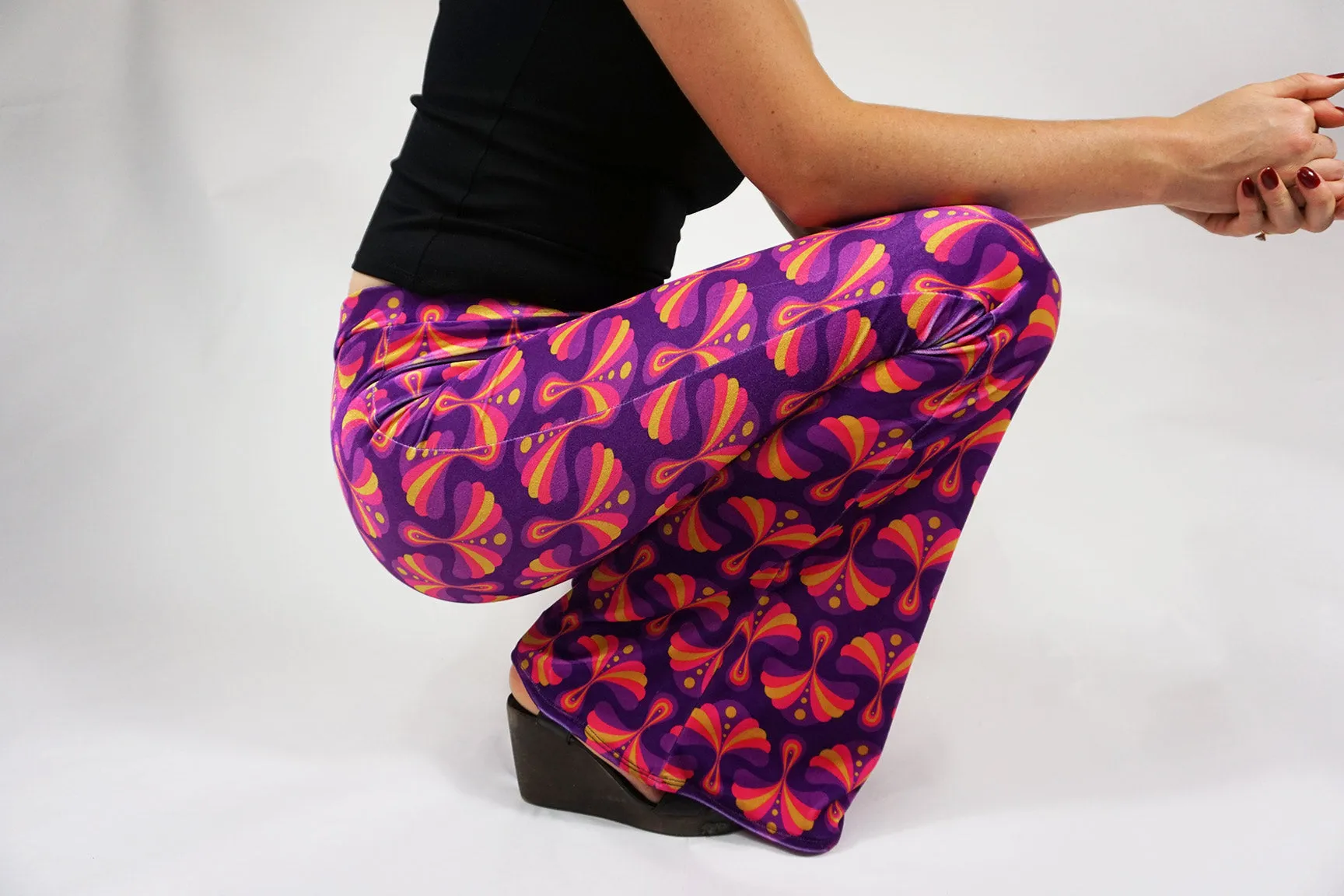 Etta Flares - Magenta Pink Velvet sold by Flare Street