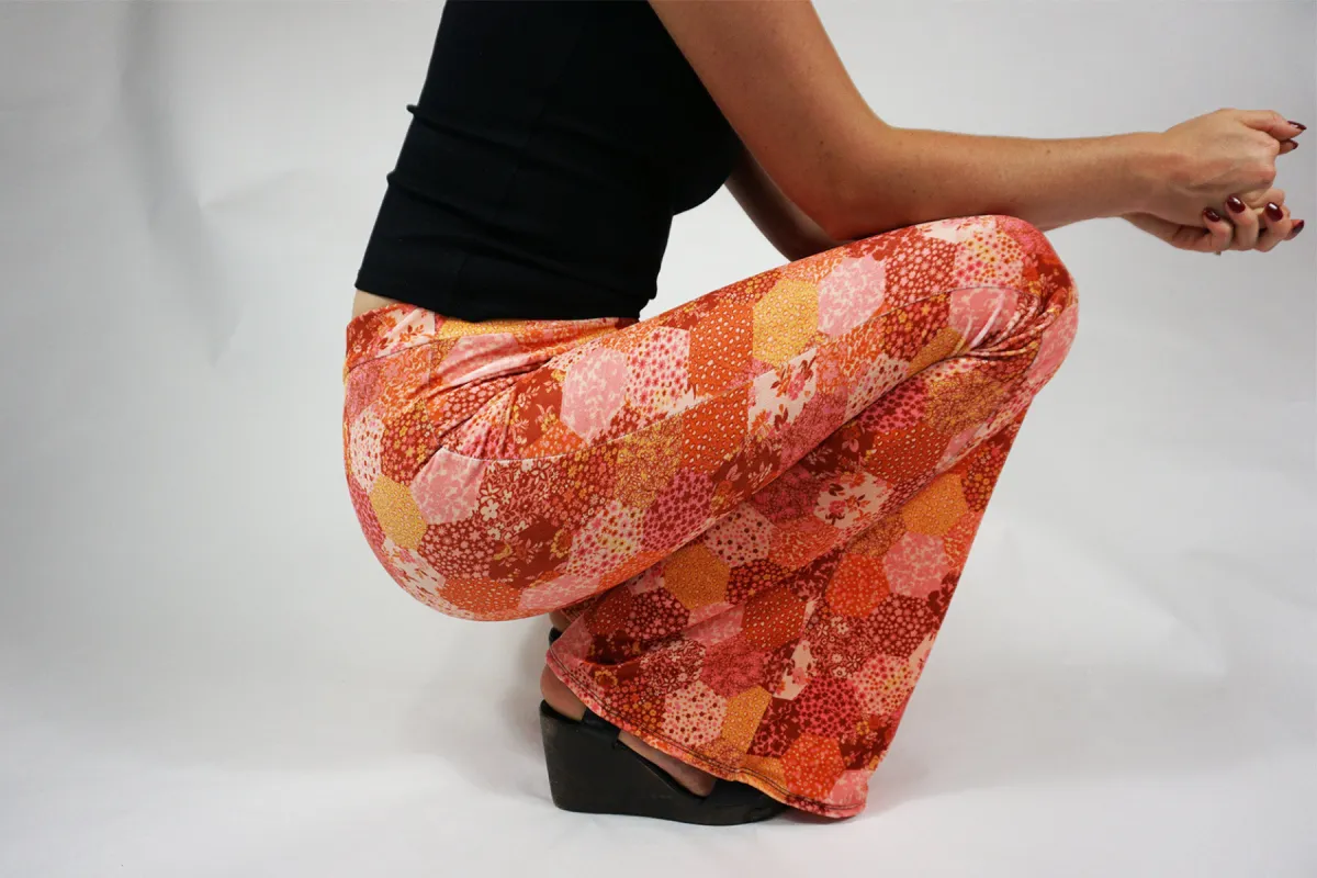 Endoria Patchwork Flares - Pink Velvet sold by Flare Street