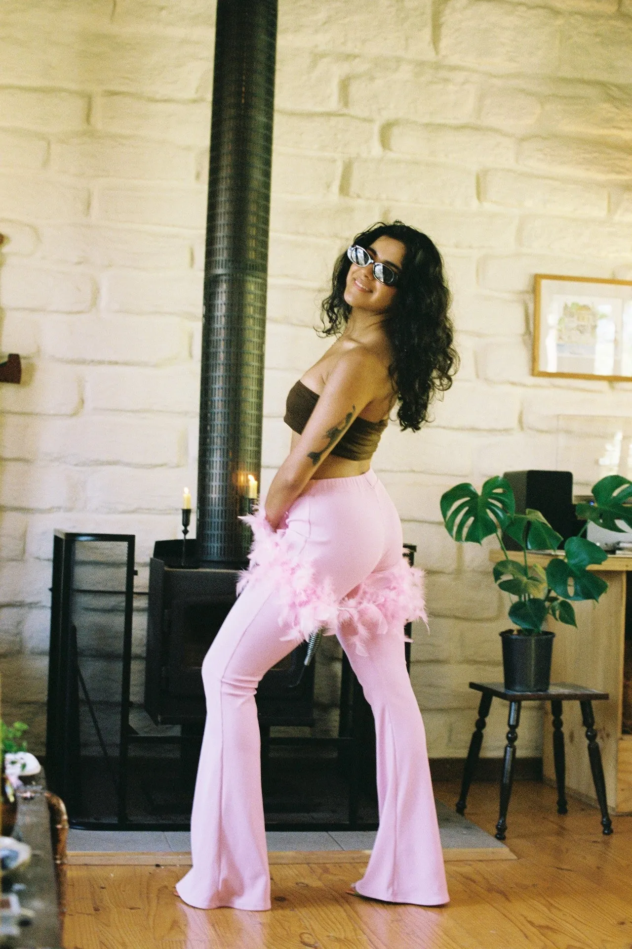 Ribbed Flares in Pink - Recycled Fabric sold by Flare Street product image thumbnail 3