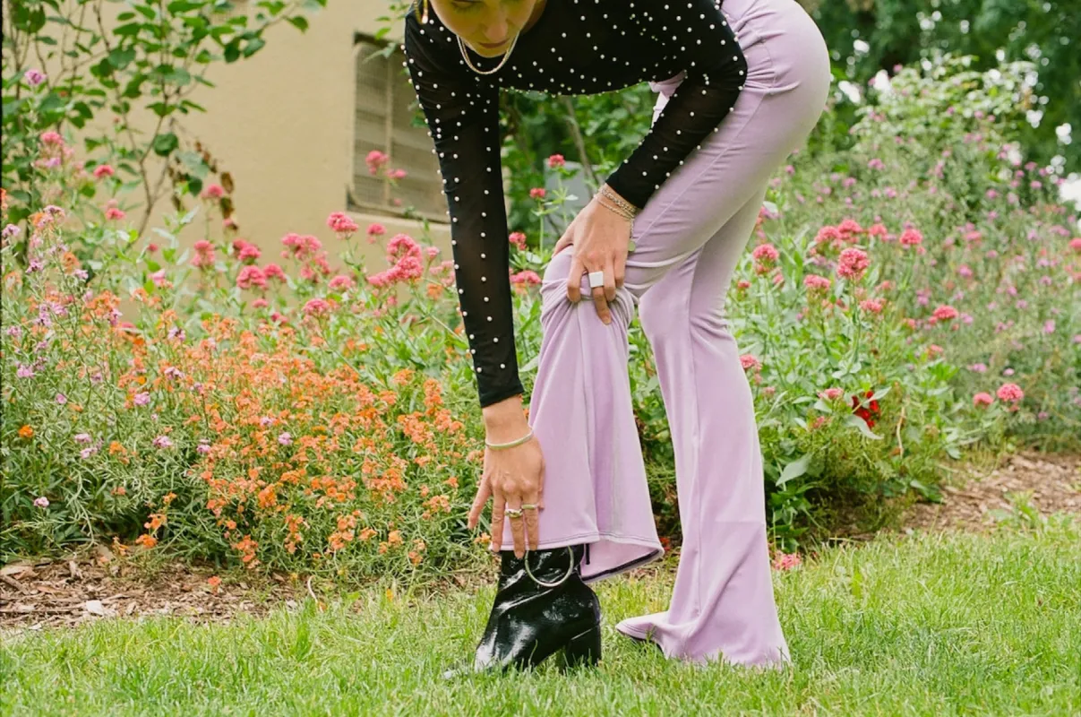 Light Purple Velvet Flares sold by Flare Street