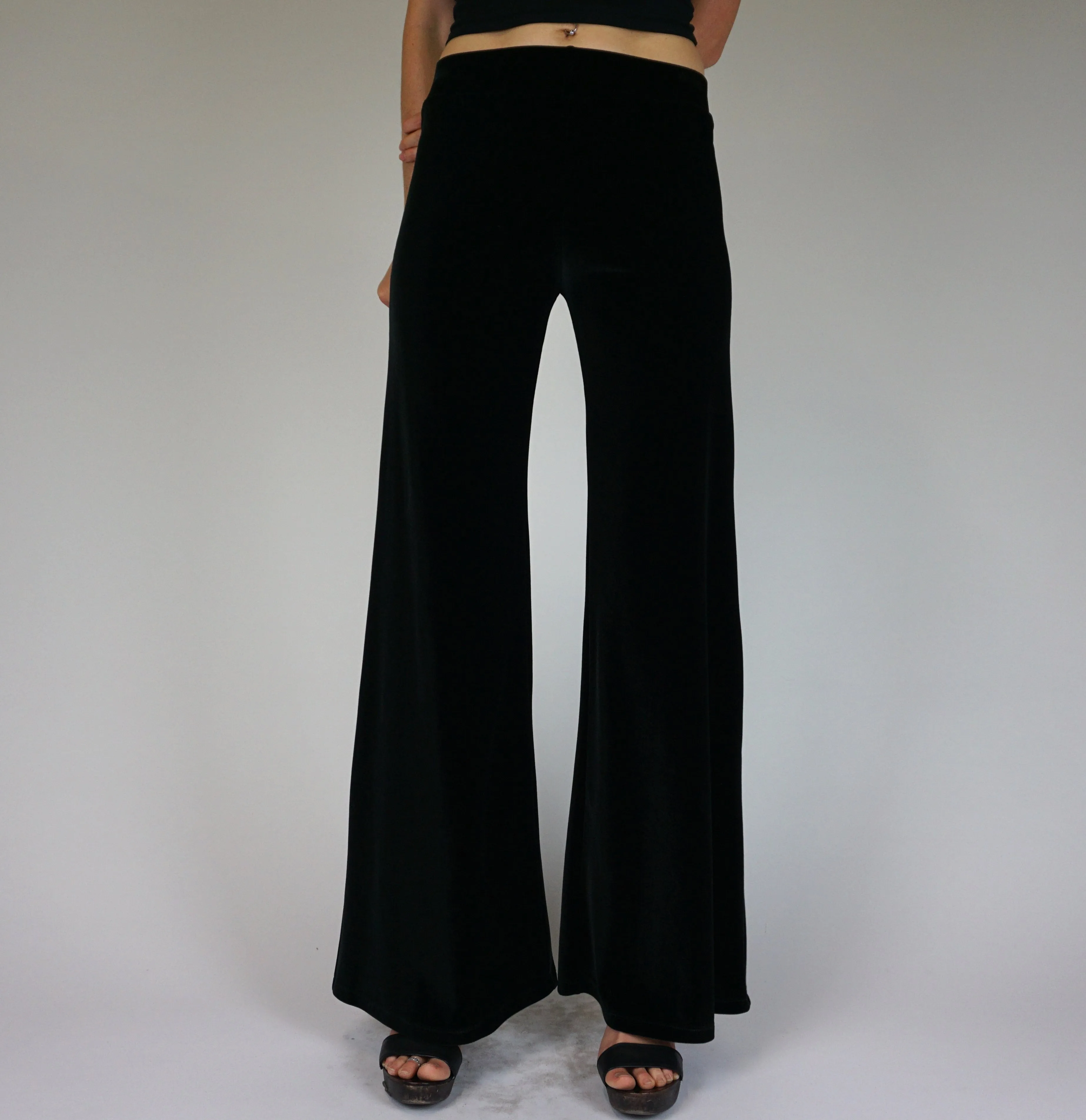 Plain Velvet Flares - Wide Leg Black sold by Flare Street product image thumbnail 2