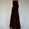 Plain Velvet Flares - Wide Leg Burgundy Plum Wine sold by Flare Street