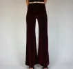 Plain Velvet Flares - Wide Leg Burgundy Plum Wine sold by Flare Street