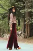 Plain Velvet Flares - Wide Leg Burgundy Plum Wine sold by Flare Street