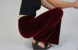 Plain Velvet Flares - Wide Leg Burgundy Plum Wine sold by Flare Street