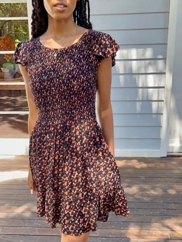 Bridie Vintage-Inspired Floral Short Dress sold by All the Wild Roses
