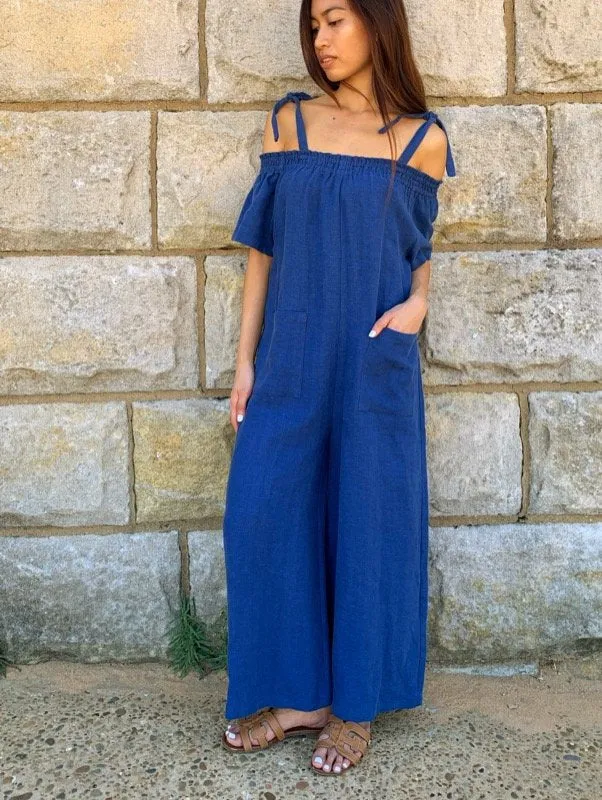 Tia Indigo Linen Jumpsuit sold by All the Wild Roses product image thumbnail 4