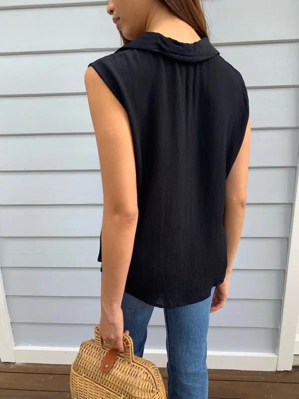 Vintage Black Embroidered Sleeveless Blouse sold by All the Wild Roses product image thumbnail 3