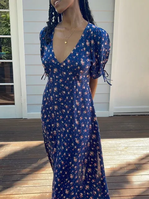 Dylan Blue Vintage Floral Midi Dress sold by All the Wild Roses product image thumbnail 5