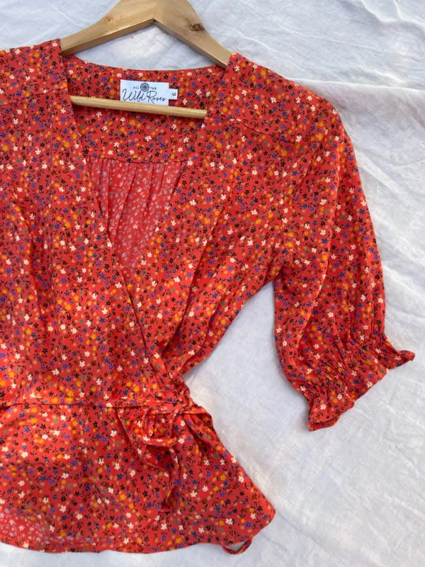 Lia Spiced Red Wrap Blouse sold by All the Wild Roses product image thumbnail 2