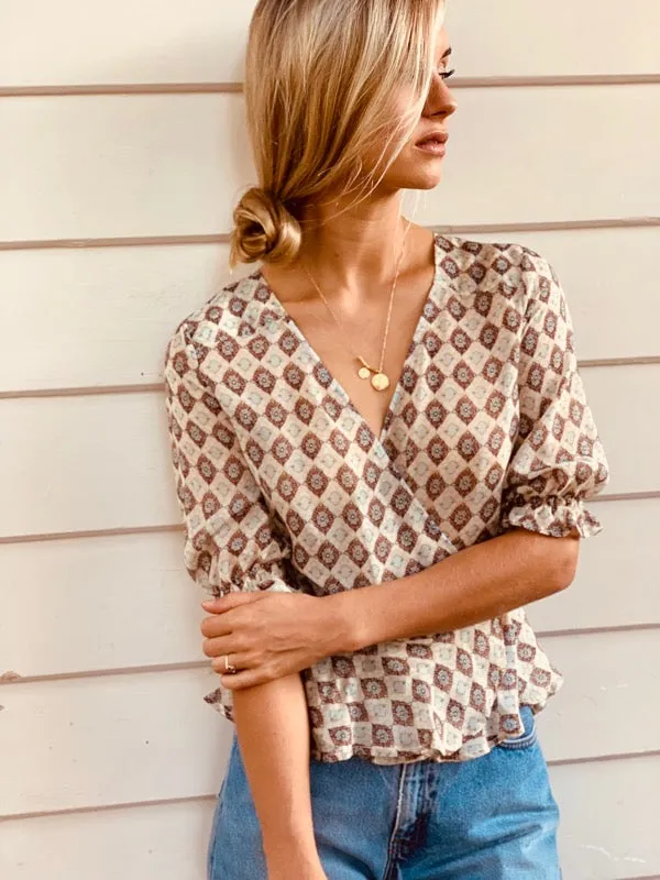 Lia Spiced Red Wrap Blouse sold by All the Wild Roses product image thumbnail 3