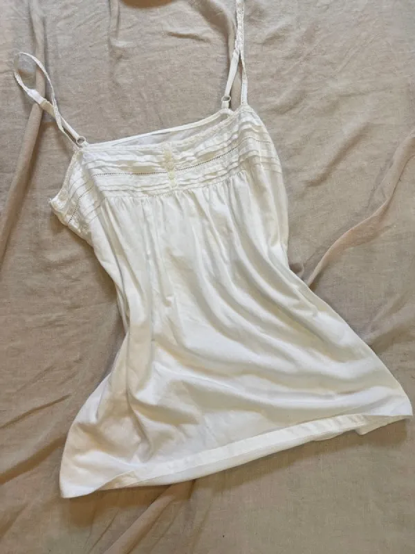 Vintage White Crop Cotton Camisole 1 sold by All the Wild Roses