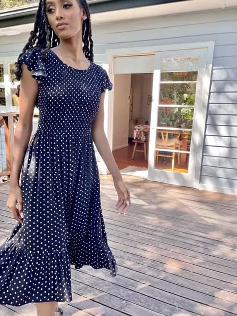 Bridie Black Polka-Dot Midi Dress sold by All the Wild Roses product image thumbnail 2