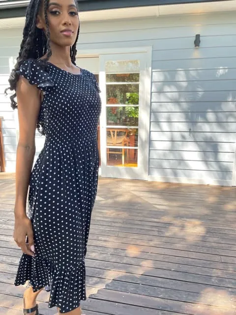 Bridie Black Polka-Dot Midi Dress sold by All the Wild Roses product image thumbnail 4