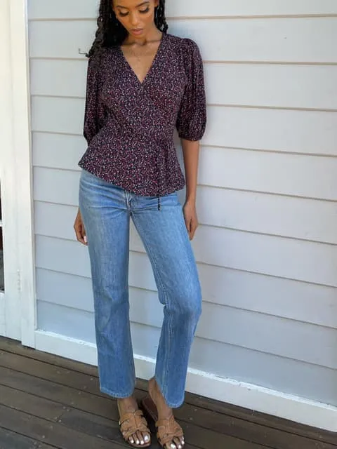 Melia Red Floral Wrap Blouse sold by All the Wild Roses product image thumbnail 5