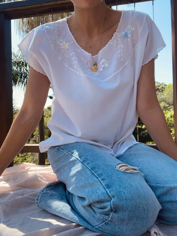 Vintage White Embroidered Top sold by All the Wild Roses product image thumbnail 4