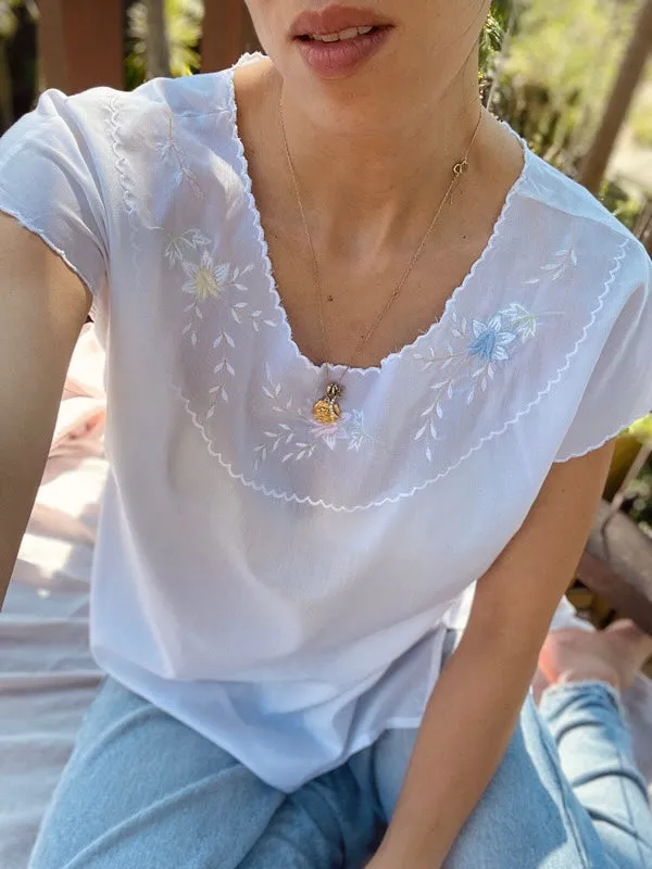 Vintage White Embroidered Top sold by All the Wild Roses product image thumbnail 3