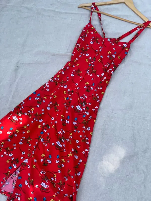 Nila Red Floral Dress sold by All the Wild Roses product image thumbnail 3