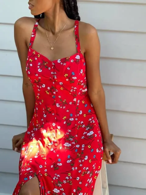 Nila Red Floral Dress sold by All the Wild Roses product image thumbnail 4