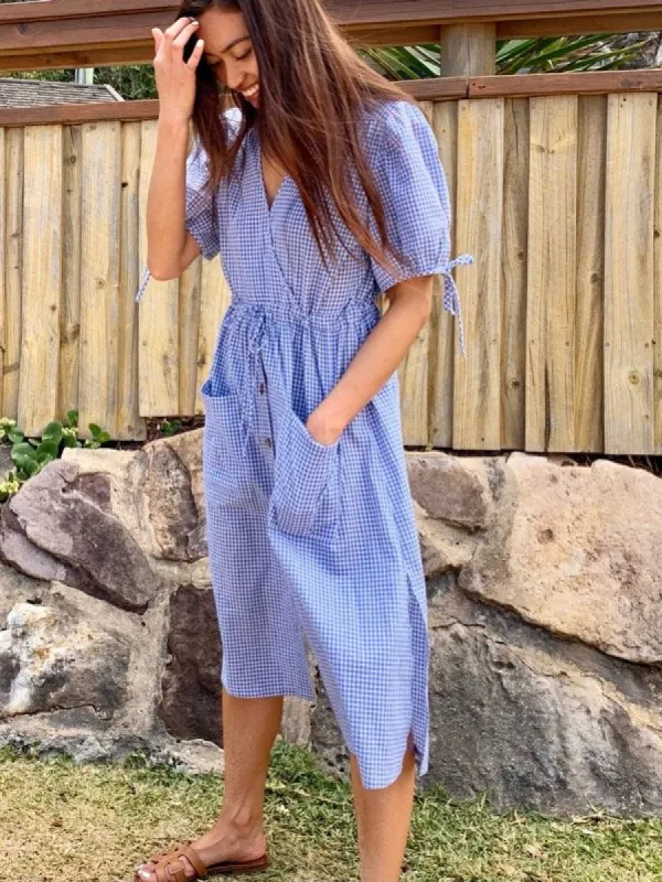 Gaia Blue Gingham Dress (Pre-Order) sold by All the Wild Roses