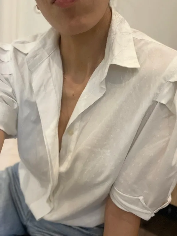 Vintage White Embroidered Cotton Short-Sleeved Blouse sold by All the Wild Roses product image thumbnail 2