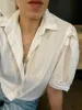 Vintage White Embroidered Cotton Short-Sleeved Blouse sold by All the Wild Roses