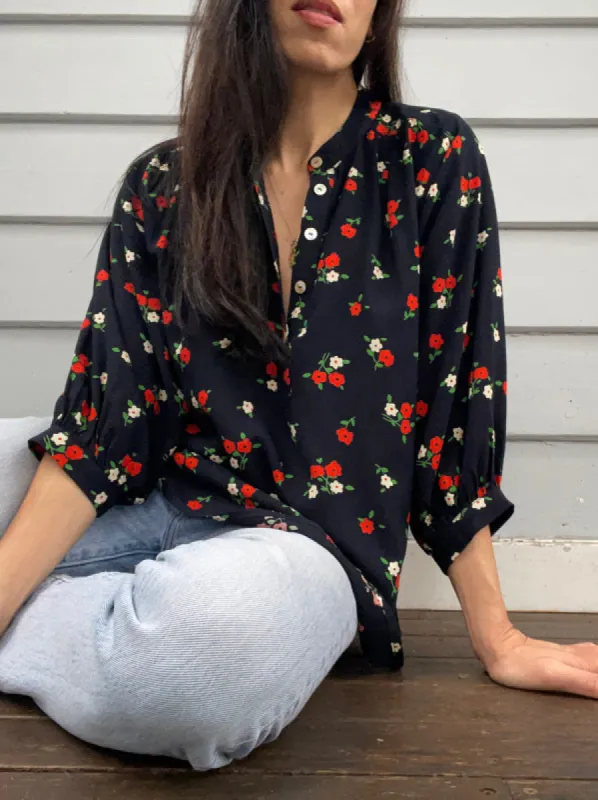 Marlow Black Floral Long Sleeved Top sold by All the Wild Roses