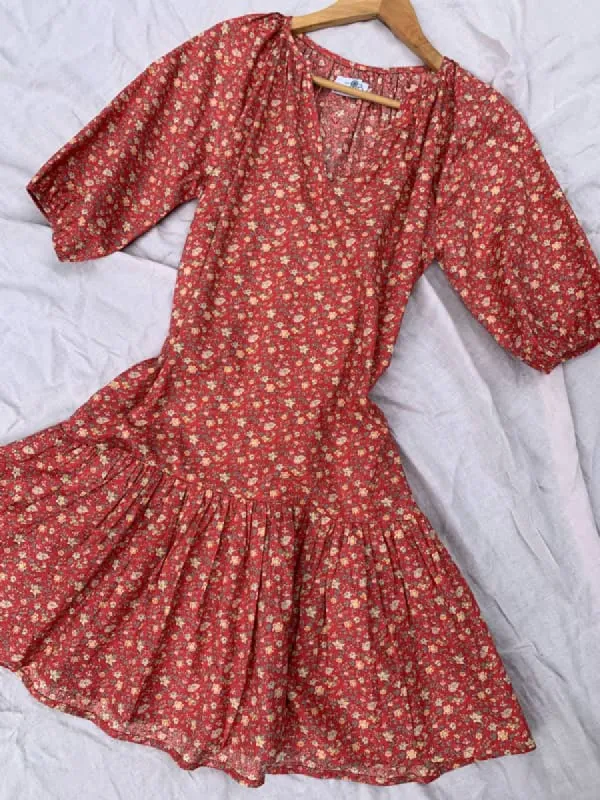 Paloma Red Cotton Dress sold by All the Wild Roses