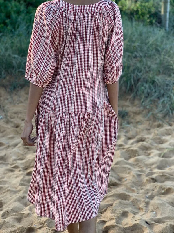 Talia Short Sleeve Gingham Dress sold by All the Wild Roses product image thumbnail 2