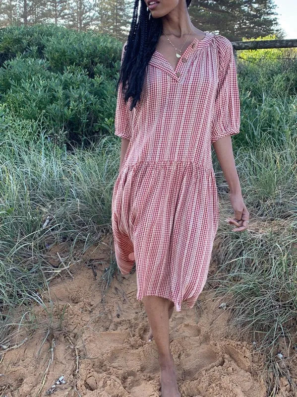 Talia Short Sleeve Gingham Dress sold by All the Wild Roses product image thumbnail 3