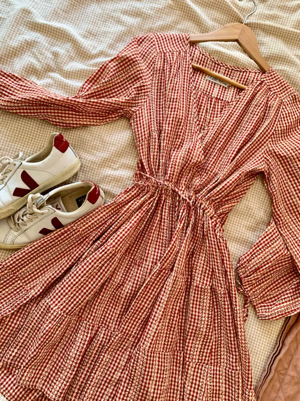 Priya Long Sleeve Gingham Dress sold by All the Wild Roses product image thumbnail 3