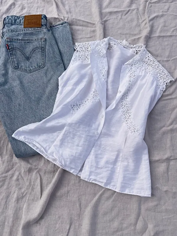 Vintage Silk & Cotton Lace Top sold by All the Wild Roses
