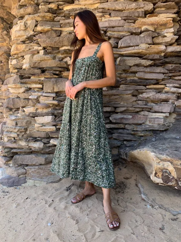 Arabella Vintage Green Floral Cotton Dress sold by All the Wild Roses