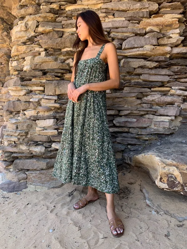 Arabella Vintage Green Floral Cotton Dress sold by All the Wild Roses