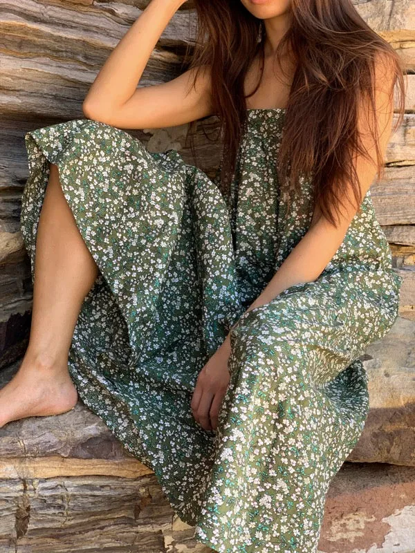 Arabella Vintage Green Floral Cotton Dress sold by All the Wild Roses product image thumbnail 4