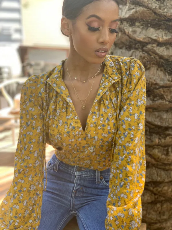 Joni Golden Floral Cotton Top sold by All the Wild Roses