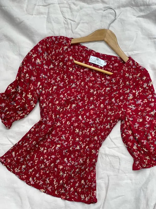 Christy Black Print Smocked Short Sleeve Top sold by All the Wild Roses product image thumbnail 4