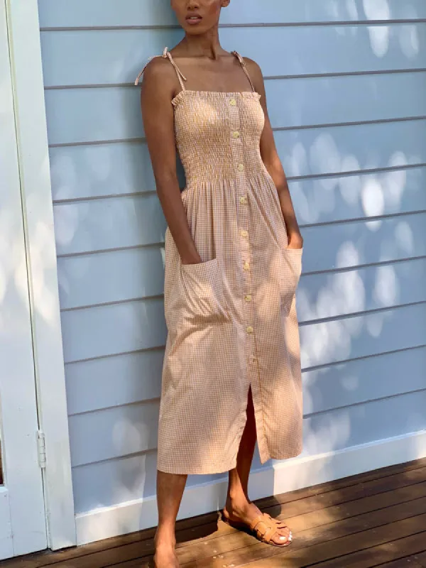 Alexa Golden Gingham Dress sold by All the Wild Roses