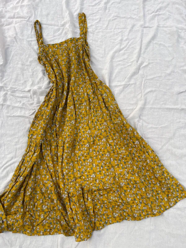 Arabella Golden Floral Cotton Dress sold by All the Wild Roses