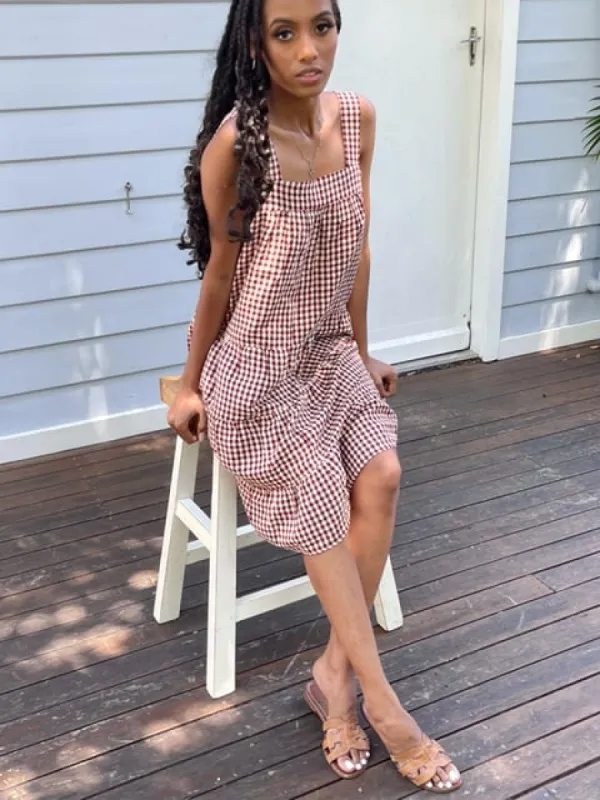 Lucia Gingham Short Cotton Dress sold by All the Wild Roses